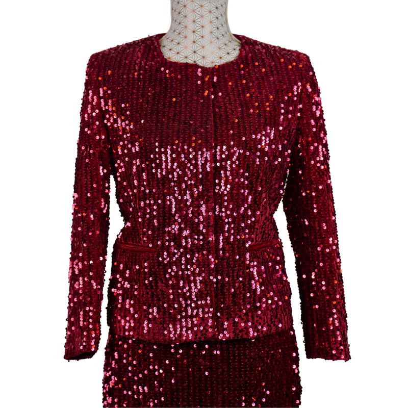 CBK Suit, Sezon Sequin Jacket - Wine red