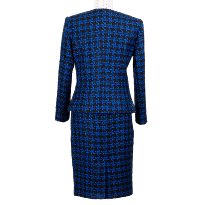 CBK-Anzug, Chanel-Look-Jacke – Blue Ekose Patterna